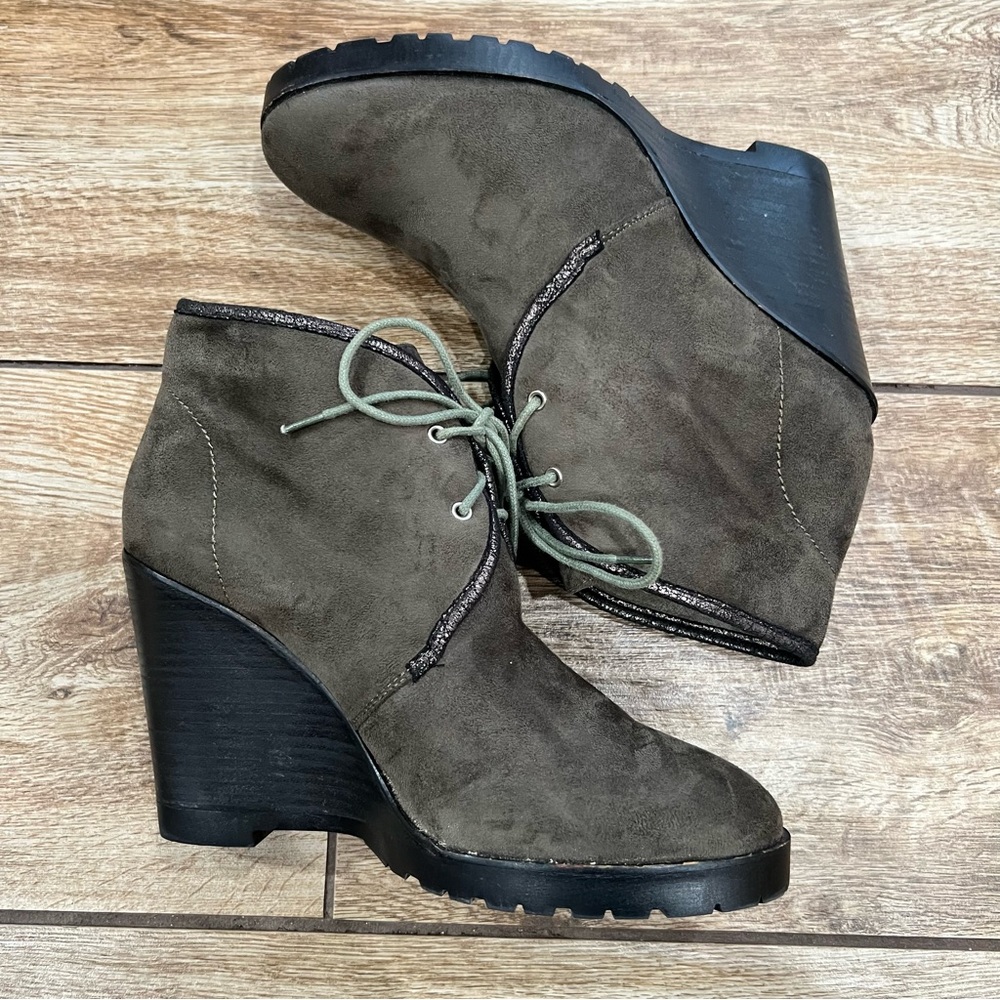 Anthropologie Vanessa Wu wedge booties Boots Size 10 Gray EU 41 - Picture 10 of 16